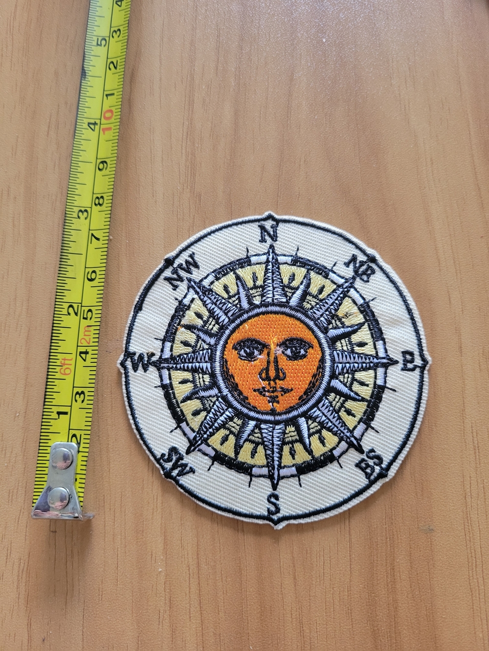 🎃BUY 2 GET 1 FREE🎃Sun Compass Embroidered Patch - Orange and Cream